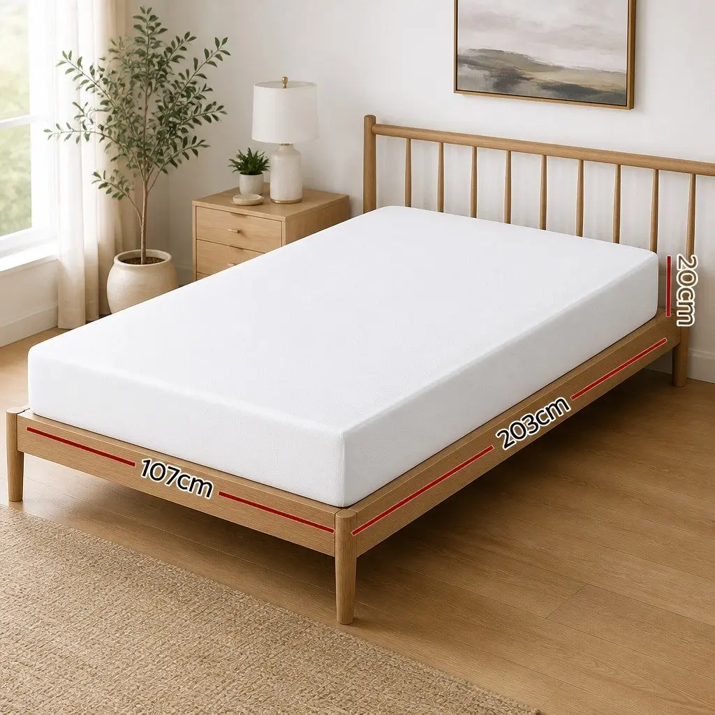 King Single Mattress Non-Spring 20cm Memory Foam White Cooling Gel Infused 7-Zone Adaptive Comfort Support