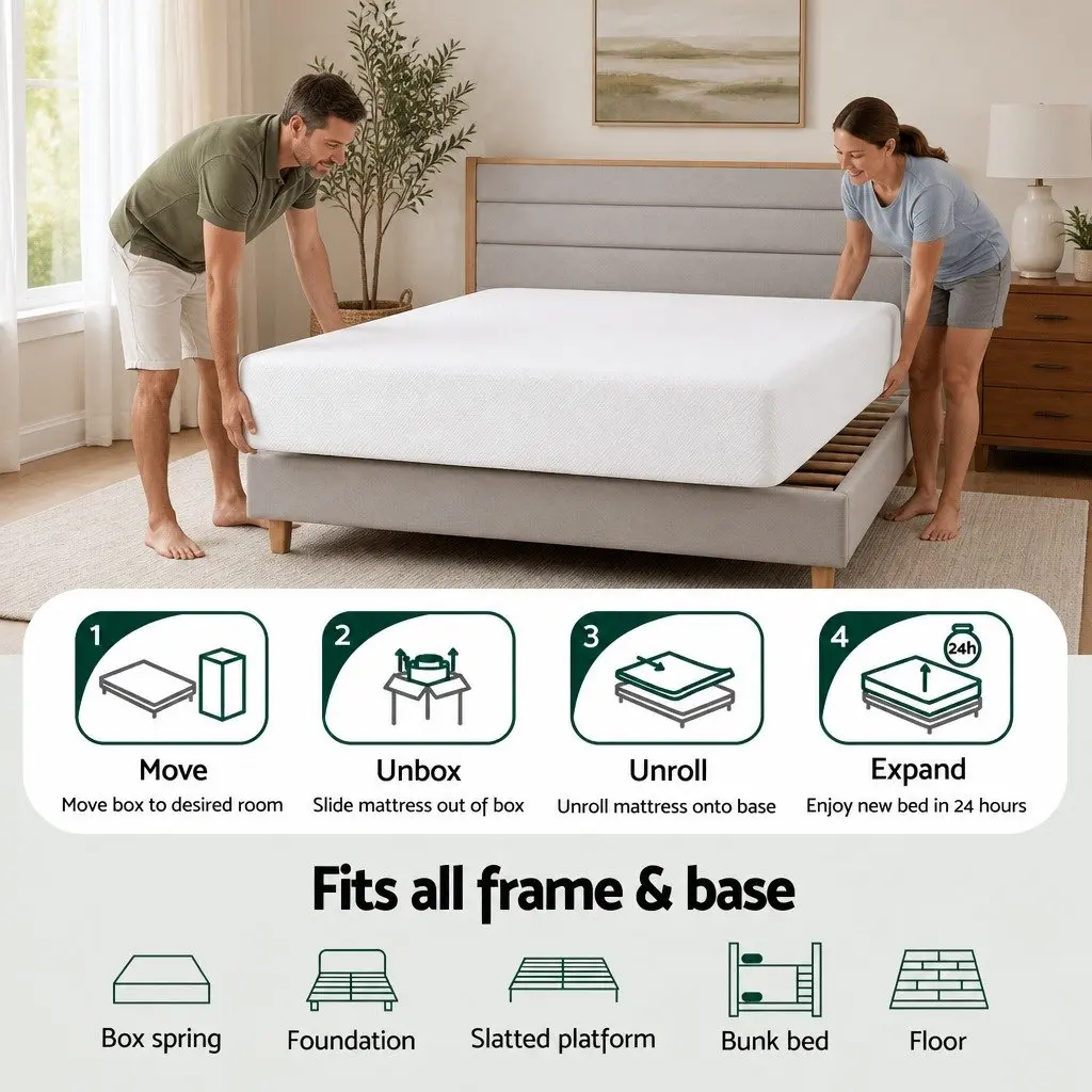 Single Memory Foam Mattress 20cm Non-Spring Medium-Firm Support Cooling Gel