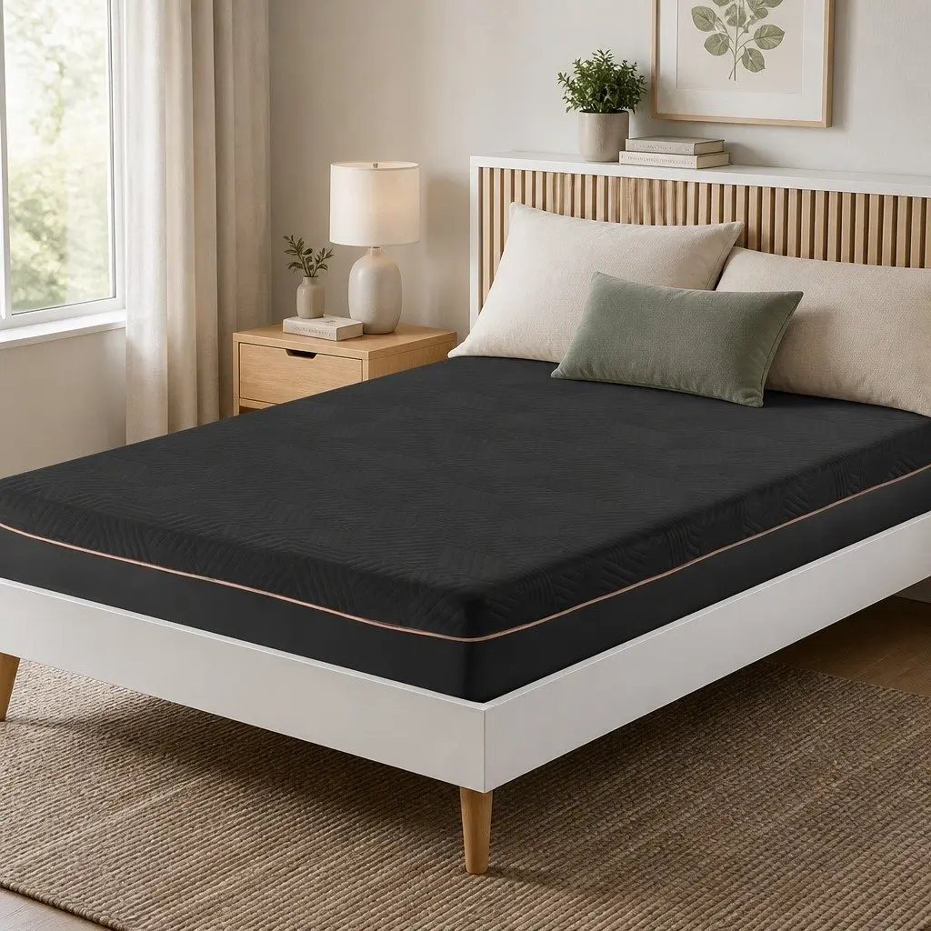 King Single Memory Foam Mattress 18cm Cooling Gel Green Tea Foam Black