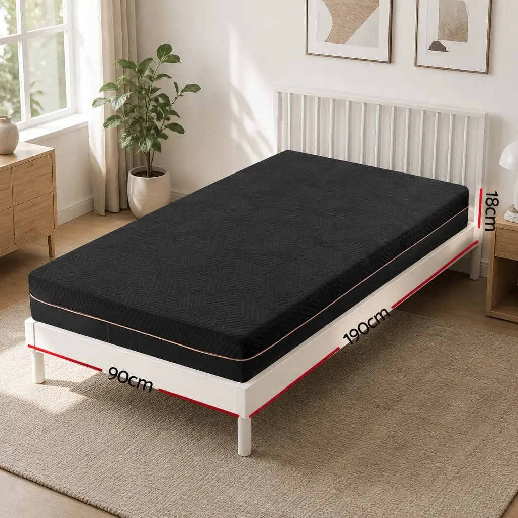 Memory Foam Mattress Non-Spring 18cm Single Bed Cool Gel Black