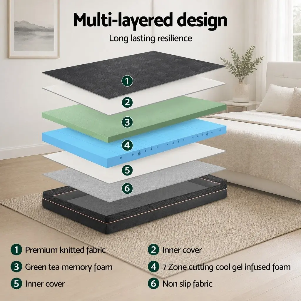 Memory Foam Mattress Non-Spring 18cm Single Bed Cool Gel Black