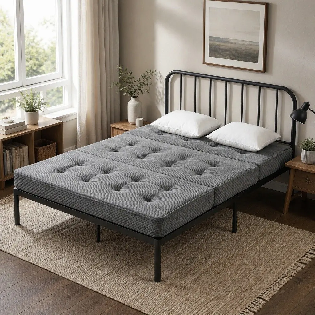 Double Folding Mattress 15cm Foldable Foam Portable Guest Sofa Bed Camping Mat