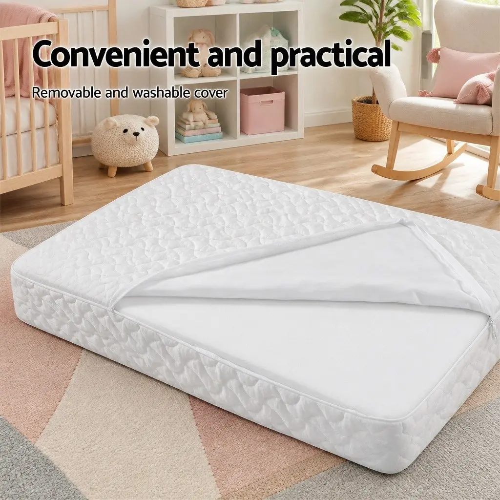 Foldable Foam Cot Mattress White 3-Fold Portable Baby Sleep Mat Lightweight