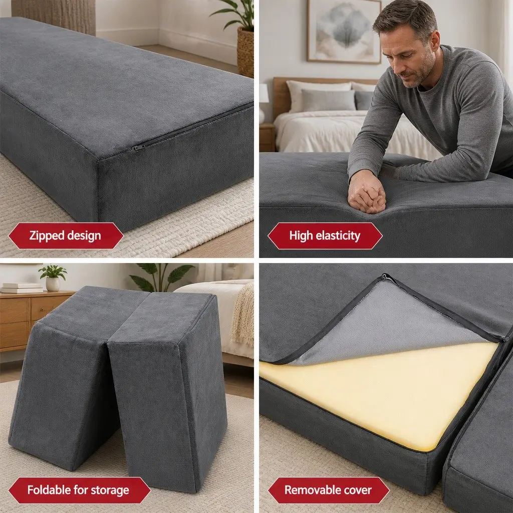 Grey Velvet Foam Mattress for Home Use