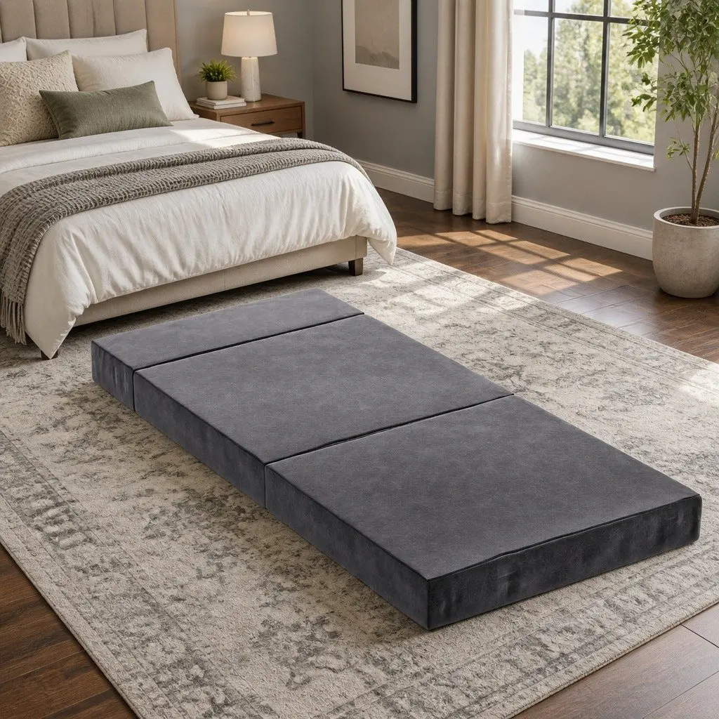 Grey Velvet Foam Mattress for Home Use
