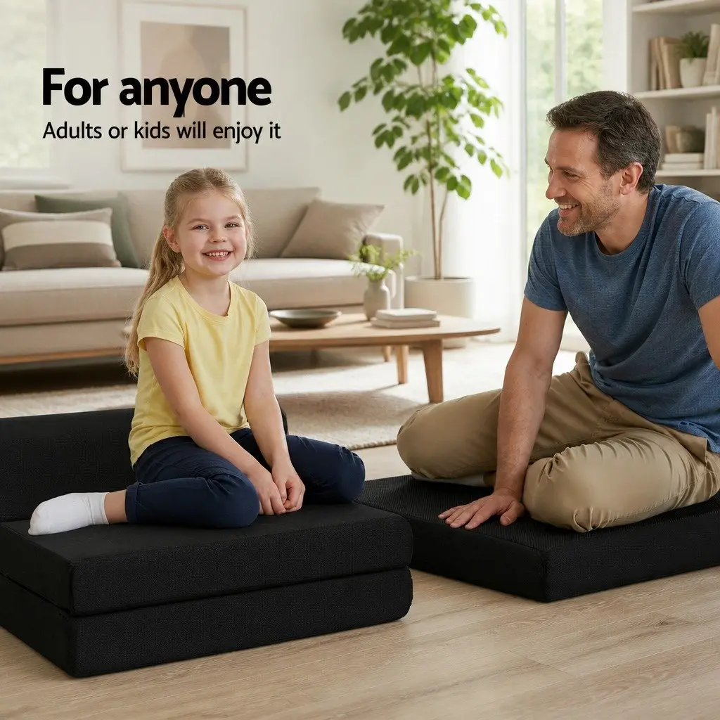 Foldable Foam Mattress Sofa Bed Black Convertible Guest Sleeping Mat Storage