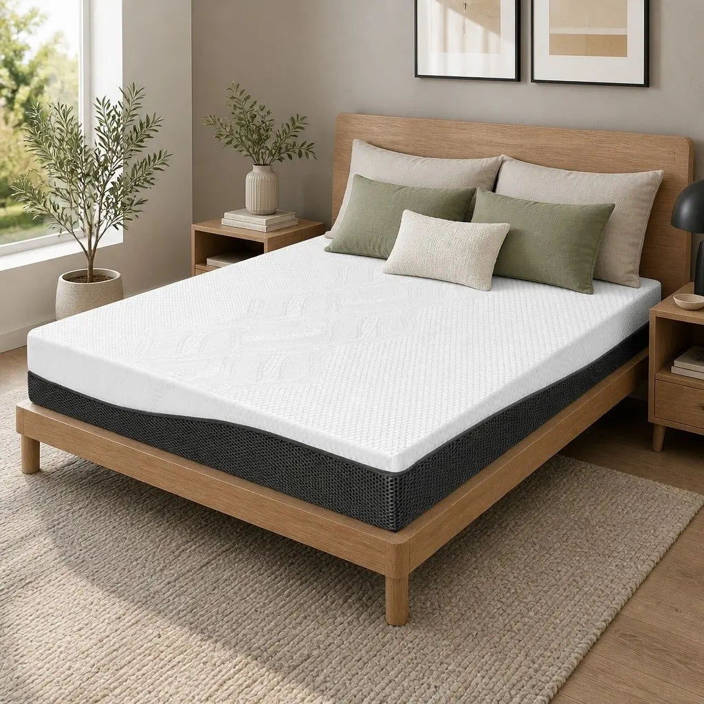 Memory Foam Mattress Cool Gel Double Queen Size White Pressure Relief Non Spring Bed