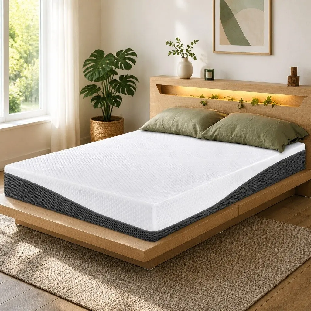 Memory Foam Mattress Cool Gel Double Queen Size White Pressure Relief Non Spring Bed