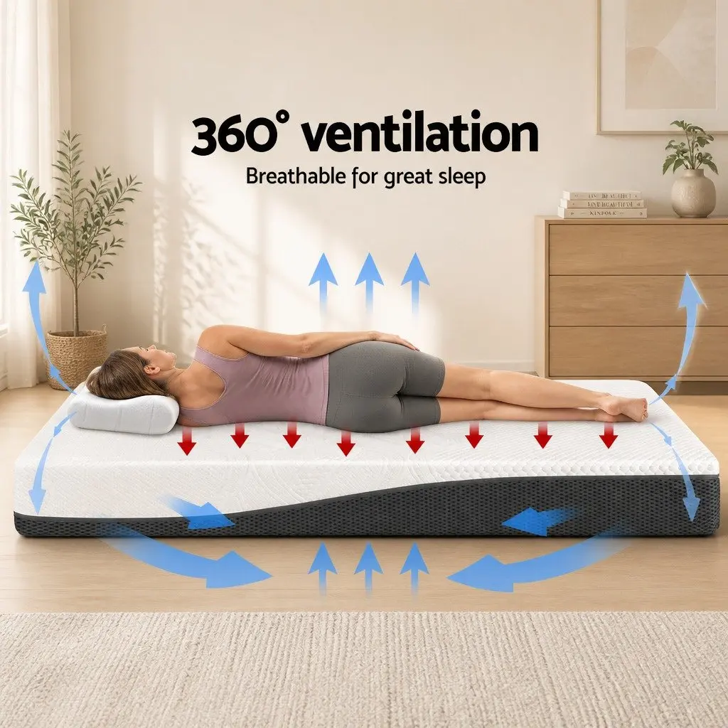 Memory Foam Mattress Single 21cm Cool Gel Pressure Relief Support White Bed