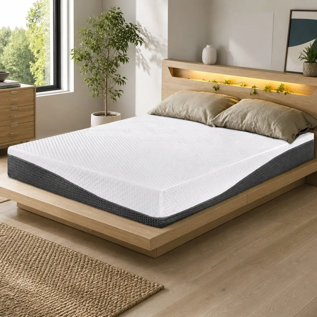 Memory Foam Mattress Single 21cm Cool Gel Pressure Relief Support White Bed
