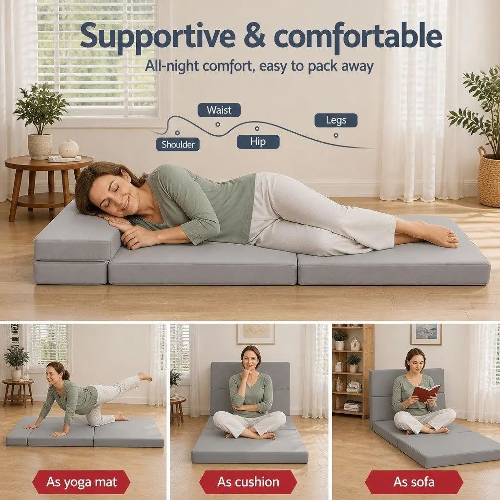 4-Fold Mattress for Home, Travel, and Camping