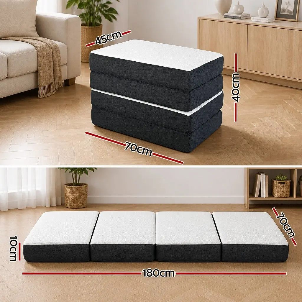Foldable Foam Sofa Bed Mattress Grey Single Convertible Couch