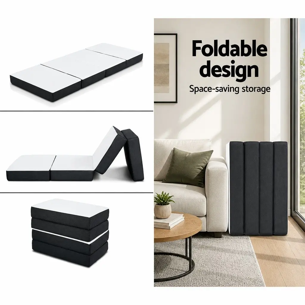Foldable Foam Sofa Bed Mattress Grey Single Convertible Couch