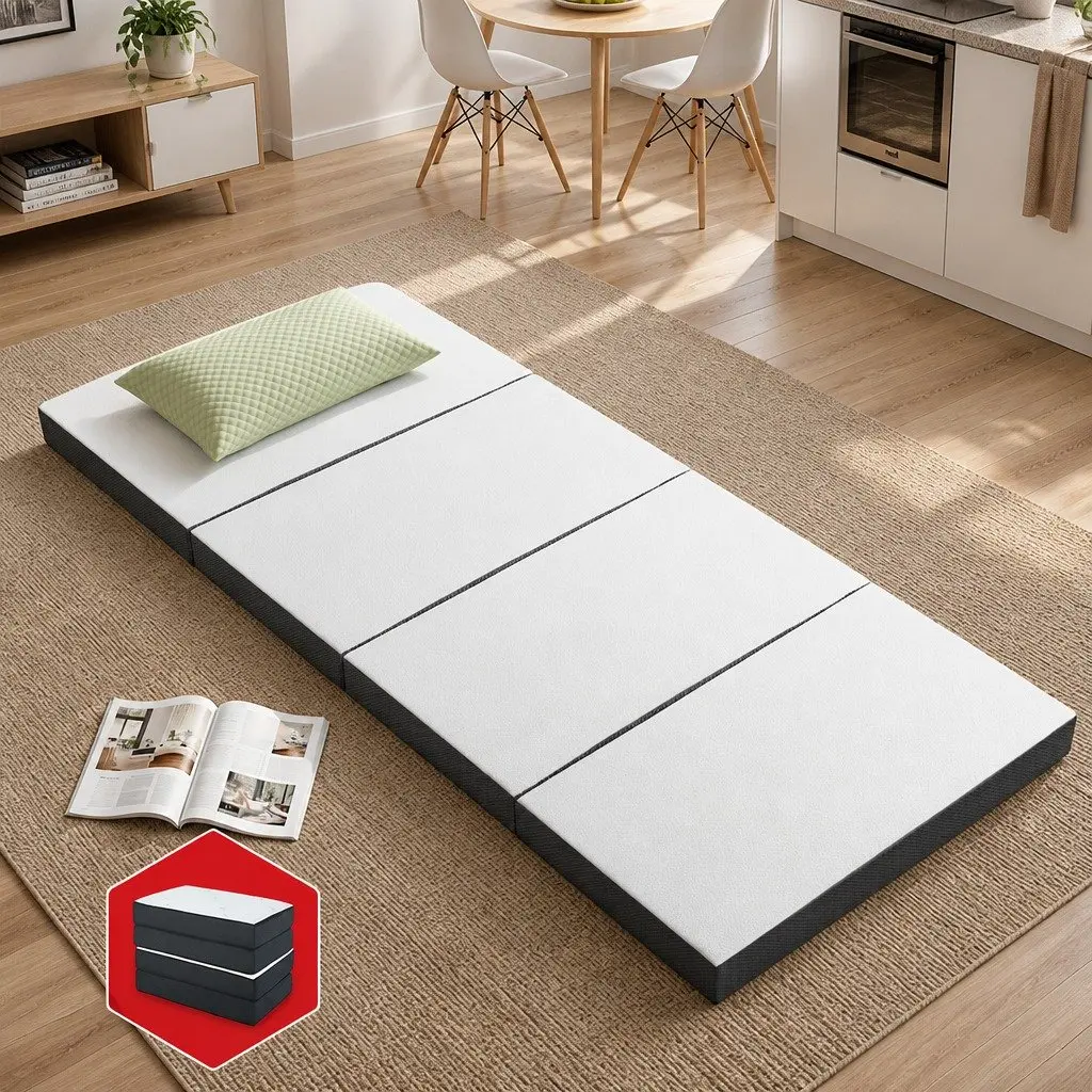 Foldable Foam Sofa Bed Mattress Grey Single Convertible Couch