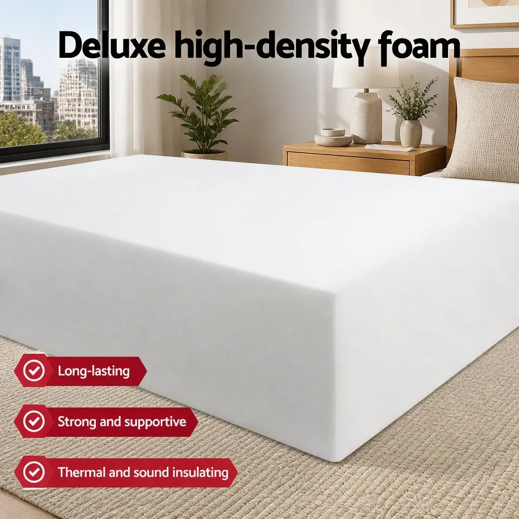 Foldable Foam Mattress Queen Size Folding Bed Bamboo Cover Sofa Lounger Storage