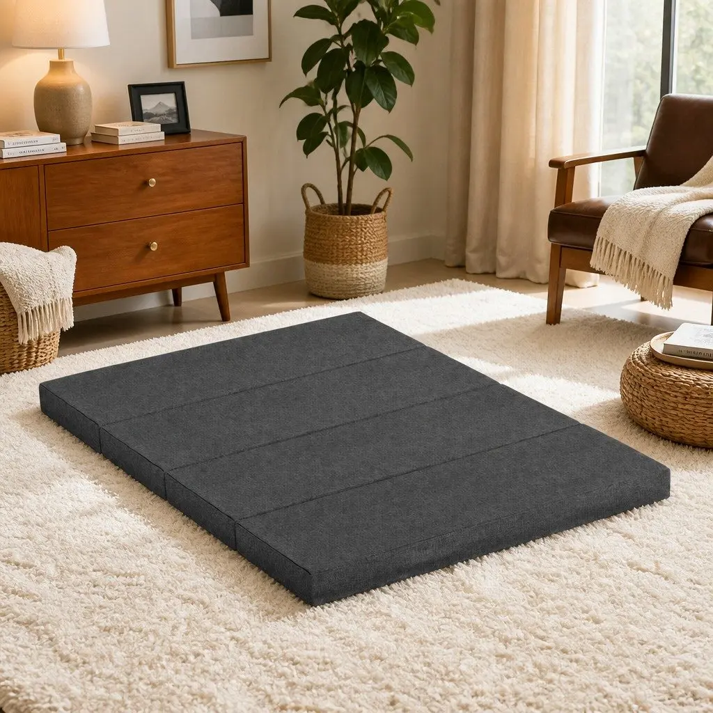 Foldable Foam Mattress Queen Size Convertible Bed Chair Portable Guest Sleeping