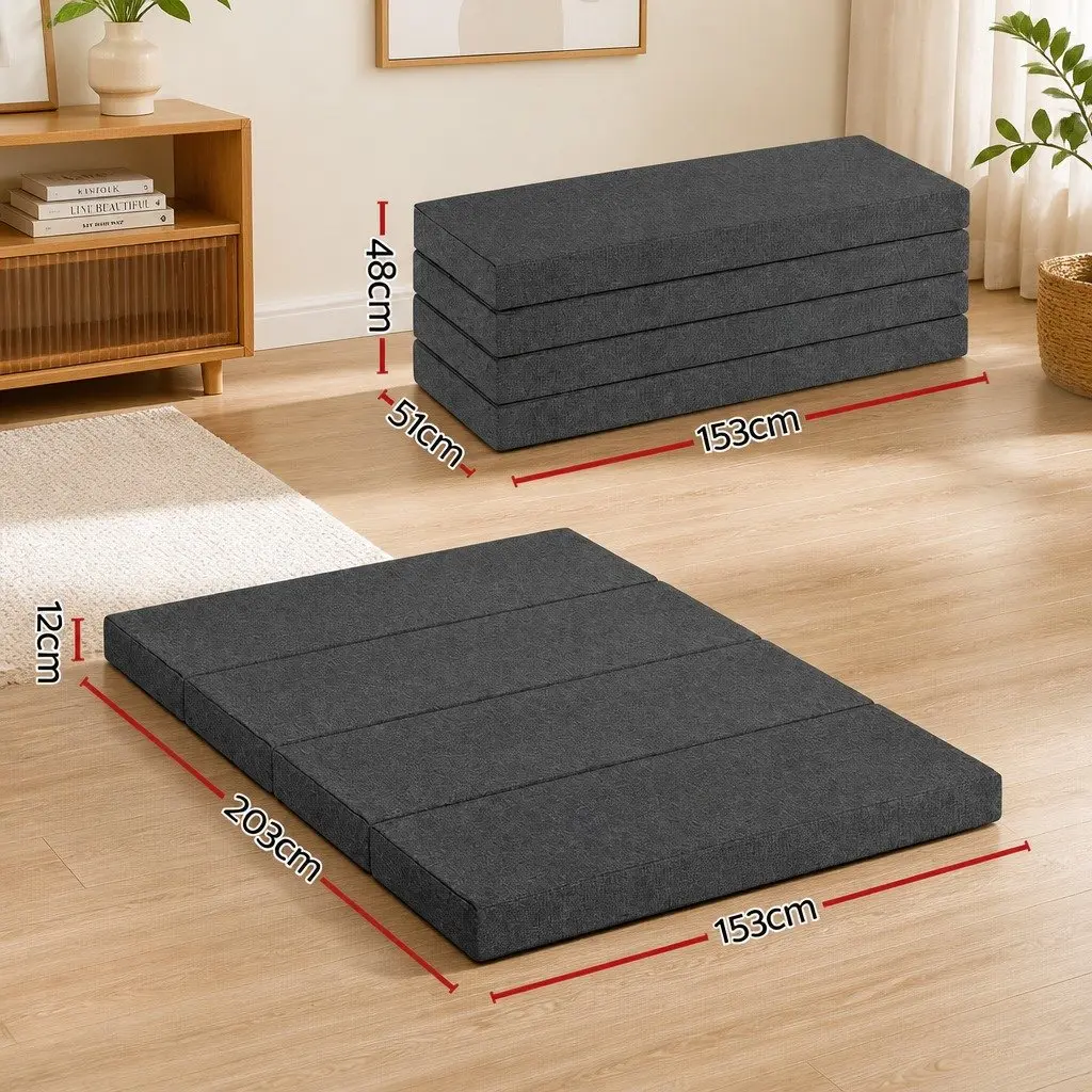 Foldable Foam Mattress Queen Size Convertible Bed Chair Portable Guest Sleeping