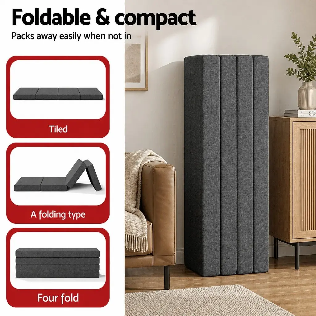Foldable Foam Mattress Queen Size Convertible Bed Chair Portable Guest Sleeping