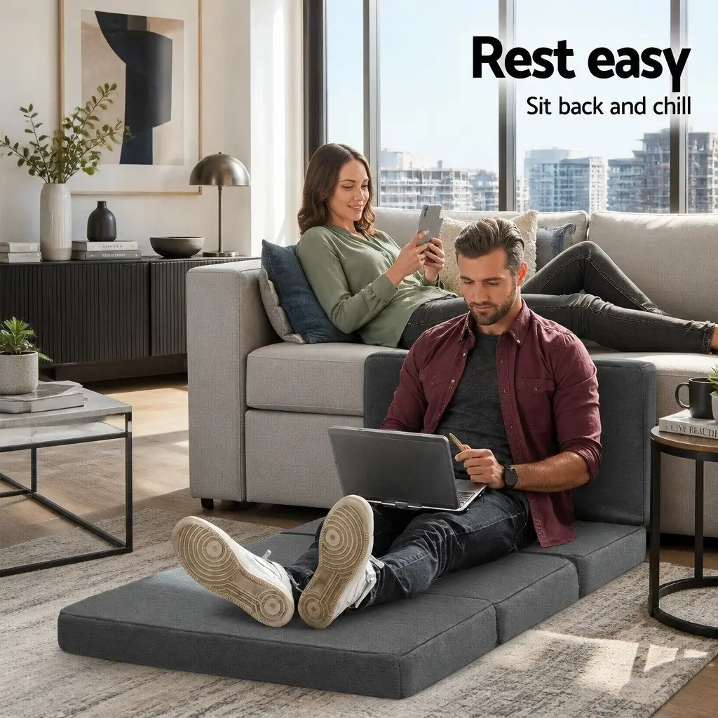 Grey Foldable Mattress for Guests and Small Spaces