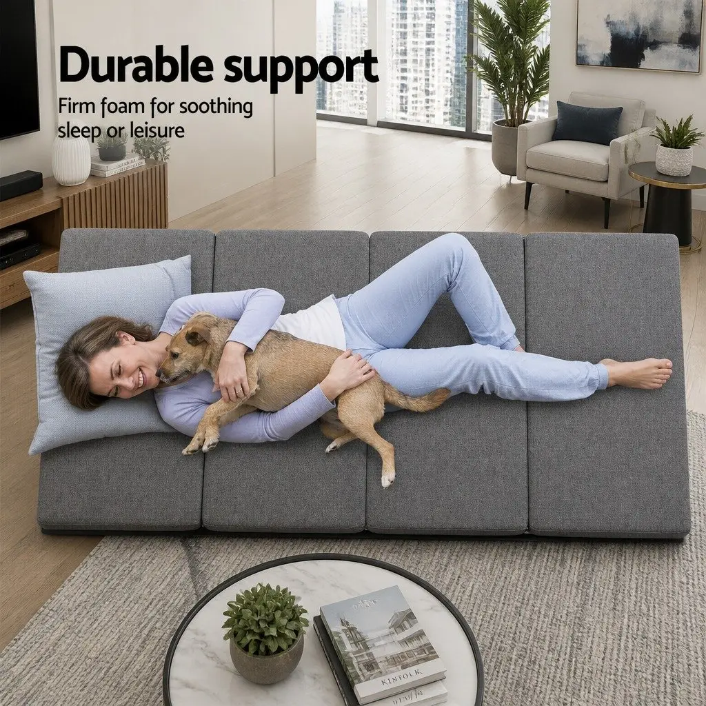 Grey Foldable Mattress for Guests and Small Spaces