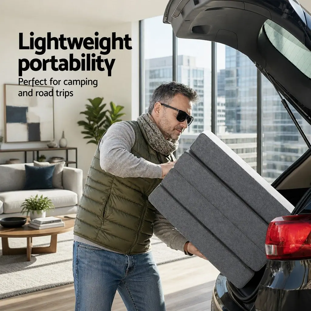 Grey Foldable Mattress for Guests and Small Spaces
