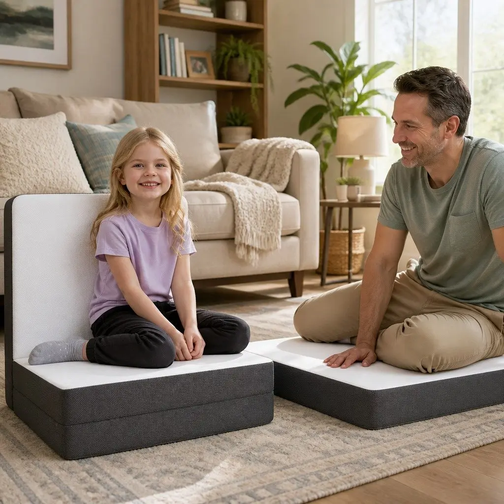 Single Folding Foam Mattress Bamboo Fabric 190cm x 79cm White and Grey Portable