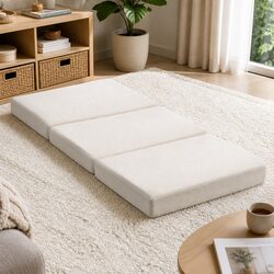 Foldable Foam Mattress 3-Fold Convertible Chair Bed Portable Single Sherpa