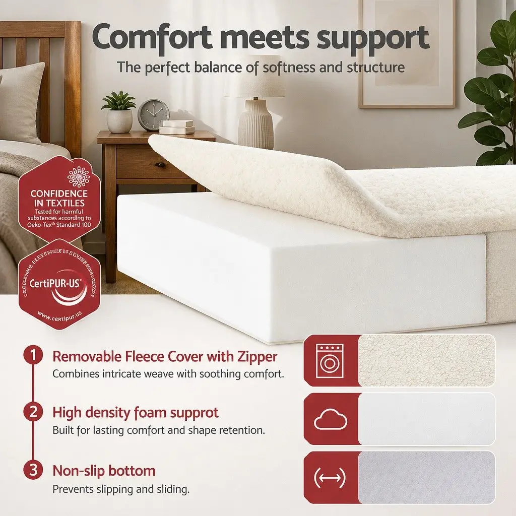 Foldable Foam Mattress 3-Fold Convertible Chair Bed Portable Single Sherpa