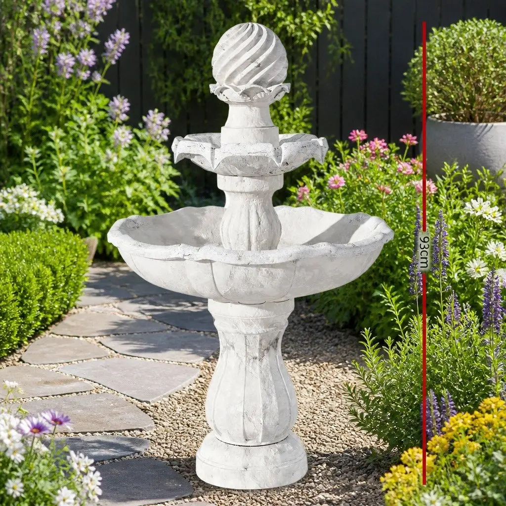 Solar Water Feature Three Tier Fountain Polyresin 90CM Ivory