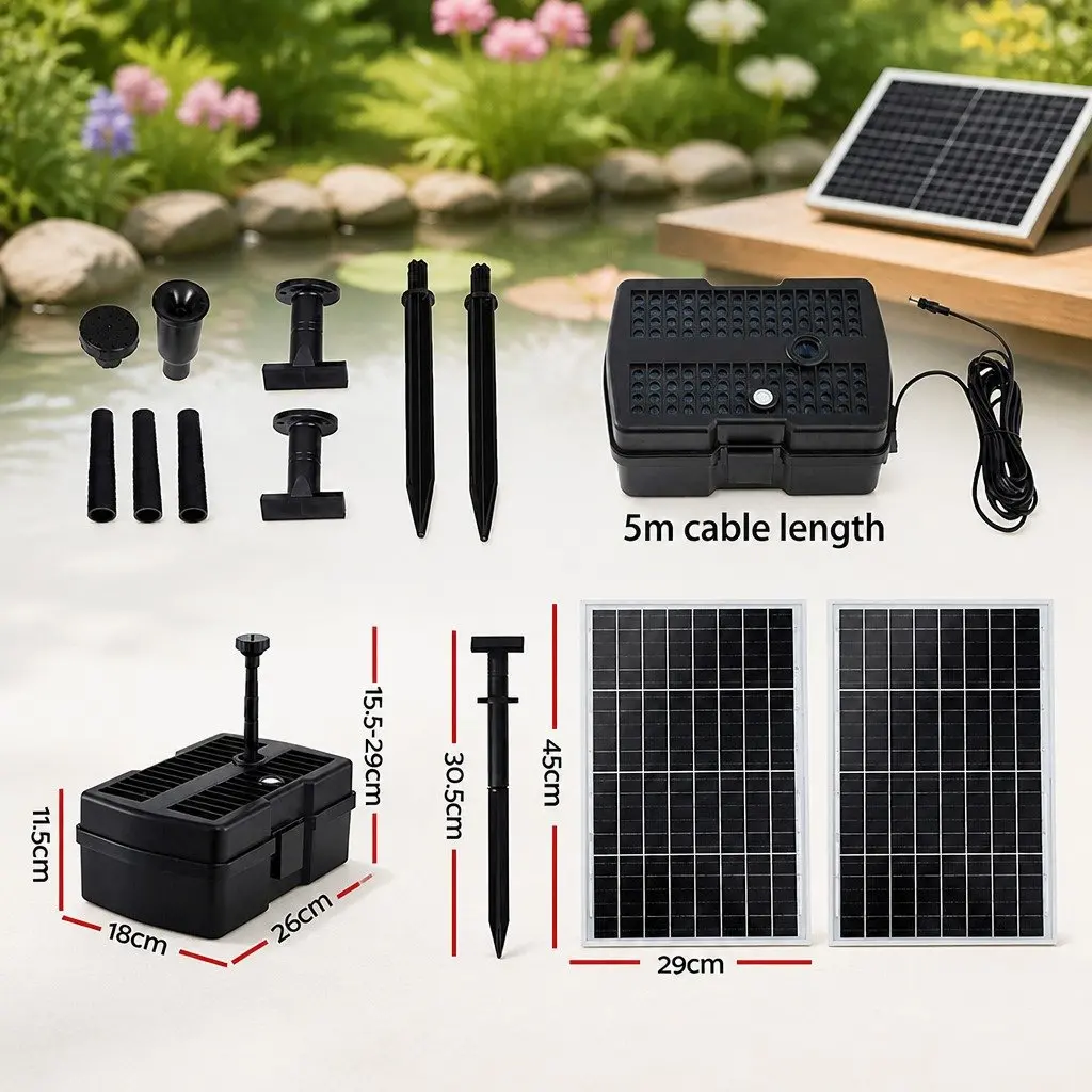 Solar Submersible Fountain Pump 1190L/H Outdoor Pond Water Feature with Filter