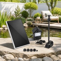 Solar Pond Pump Submersible Fountain Water Feature LED Lights Battery Kit 4FT