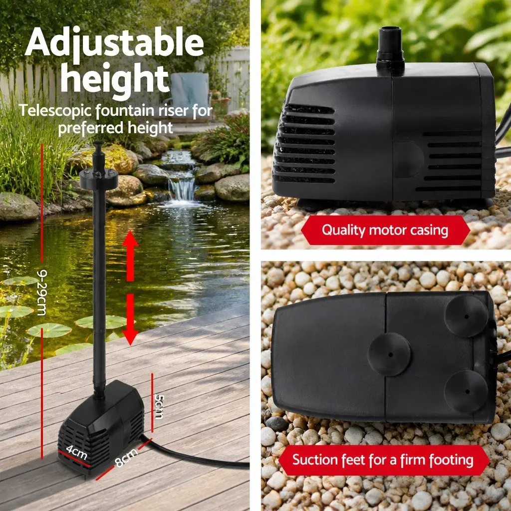 Solar Pond Pump Submersible Fountain Water Feature LED Lights Battery Kit 4FT