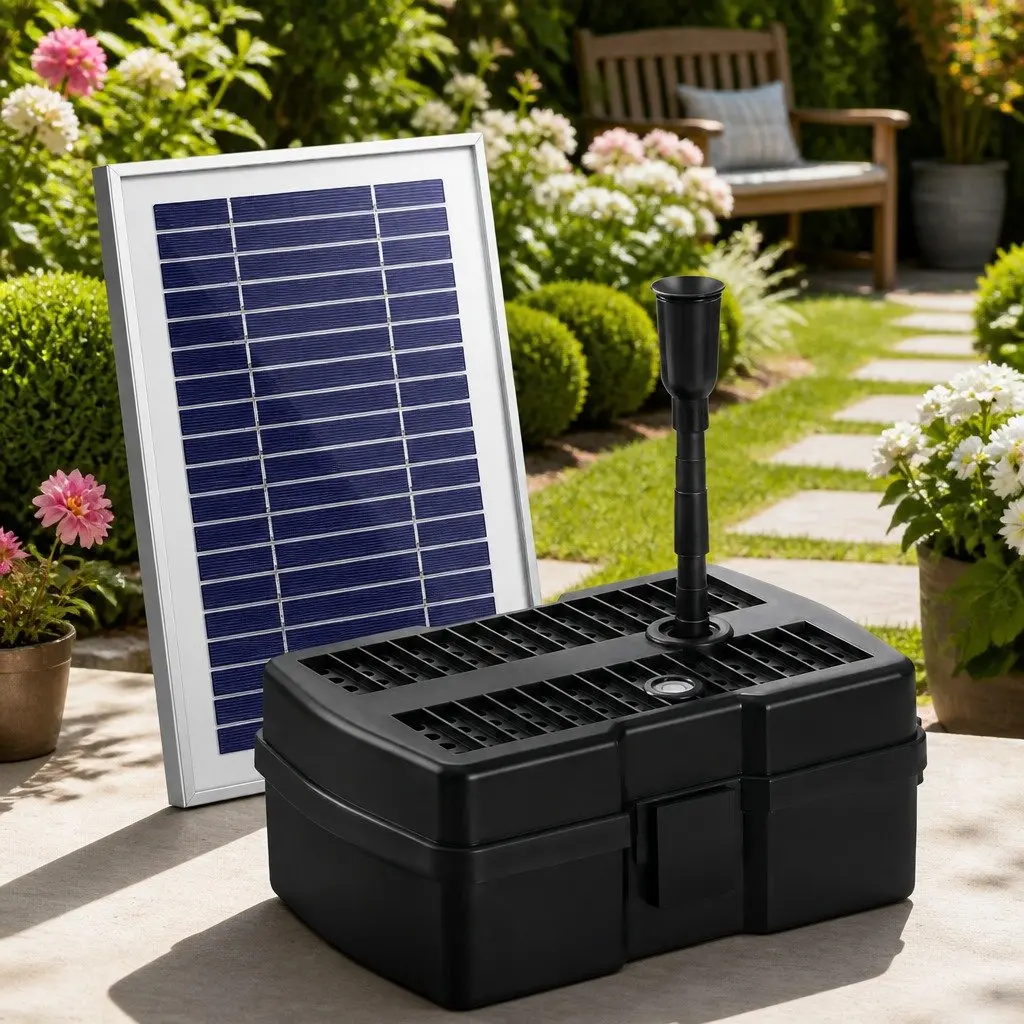Solar Pond Pump with Filter Box Water Fountain Garden Feature 4.6FT Lift