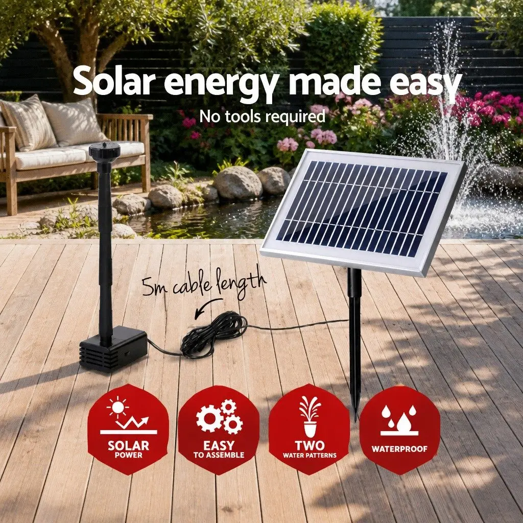 Solar Pond Pump 4.6FT Water Fountain Feature Garden Outdoor Energy Efficient