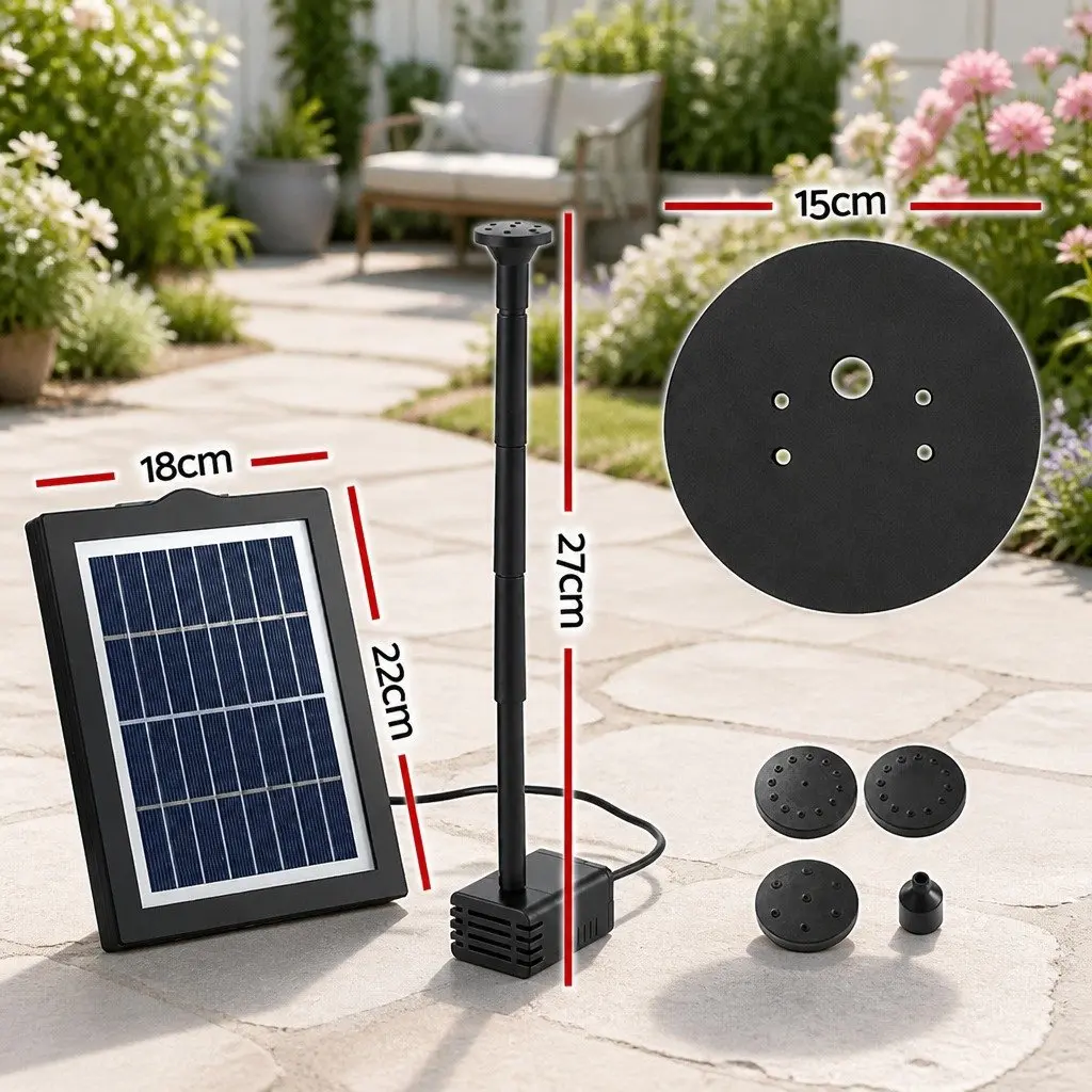 Solar Pond Pump Water Fountain Submersible Floating Bird Bath 190L/H Outdoor