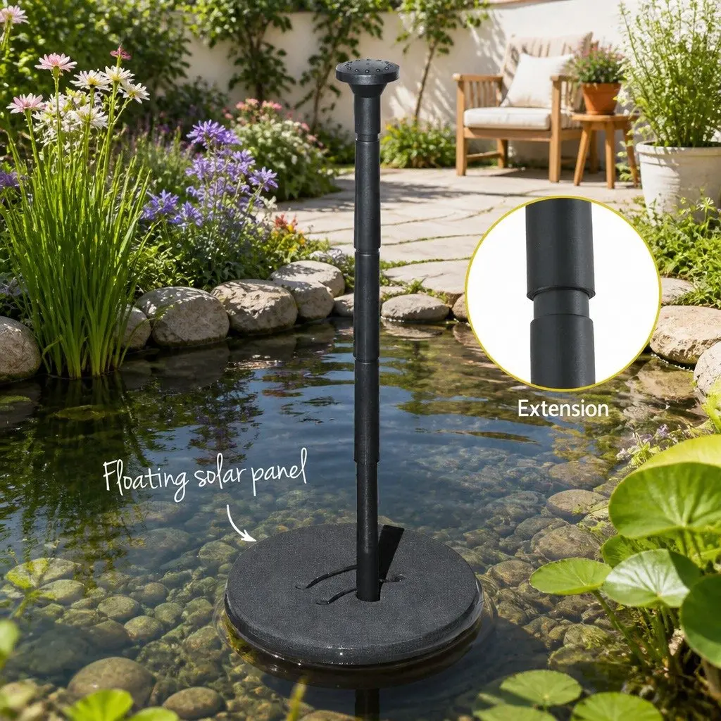 Solar Pond Pump Water Fountain Submersible Floating Bird Bath 190L/H Outdoor