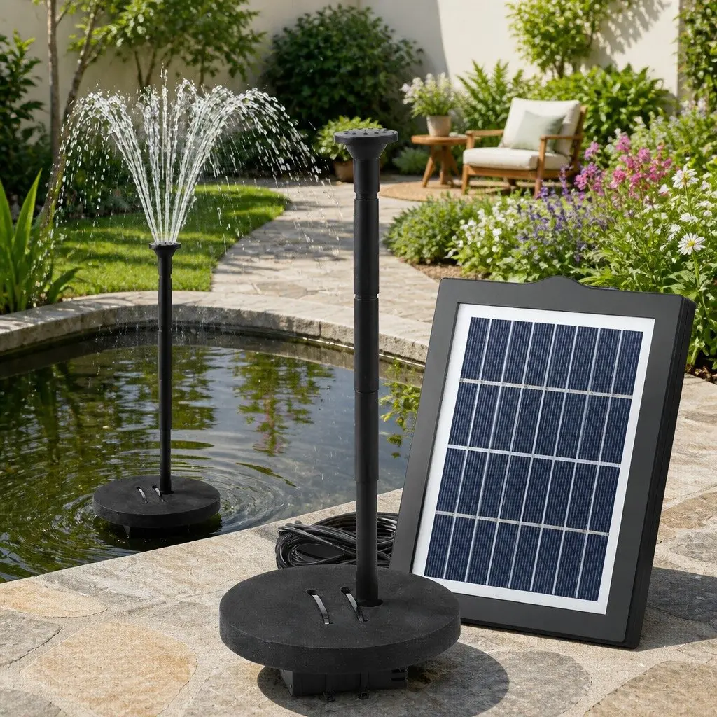 Solar Pond Pump Water Fountain Submersible Floating Bird Bath 190L/H Outdoor