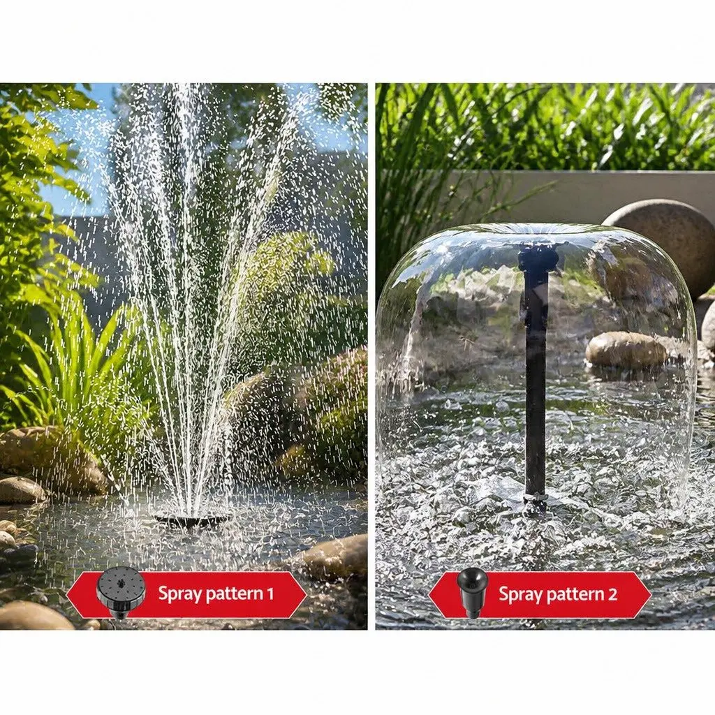 Solar Pond Pump Fountain with LED Lights Battery Backup 9.8FT Water Feature