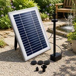 Solar Pond Pump Submersible Fountain with Battery Kit LED Lights Water Feature