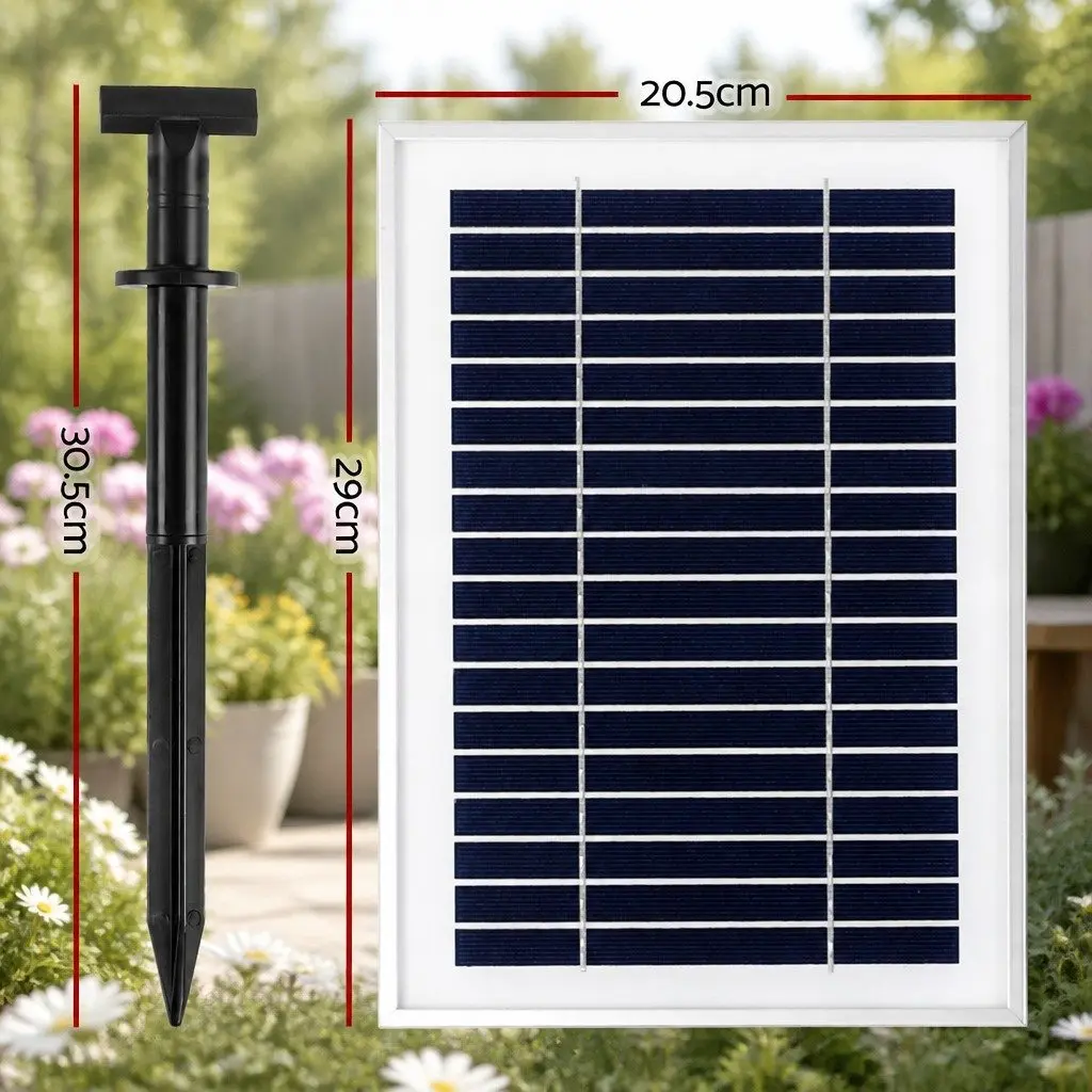 Submersible Solar Fountain Pump Water Feature with Integrated Battery LED Lights Outdoor Use Black