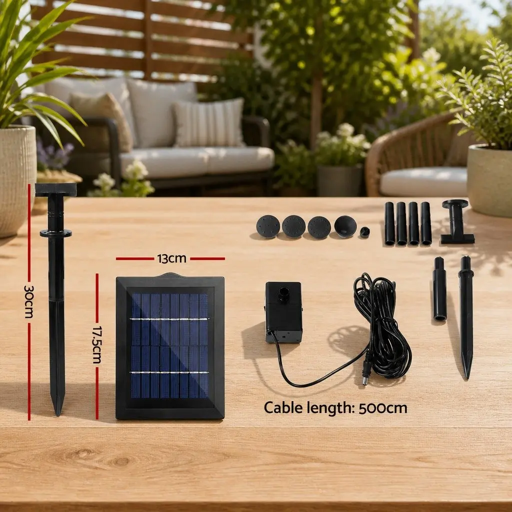 Solar Pond Pump Submersible Water Fountain Kit 4FT Black