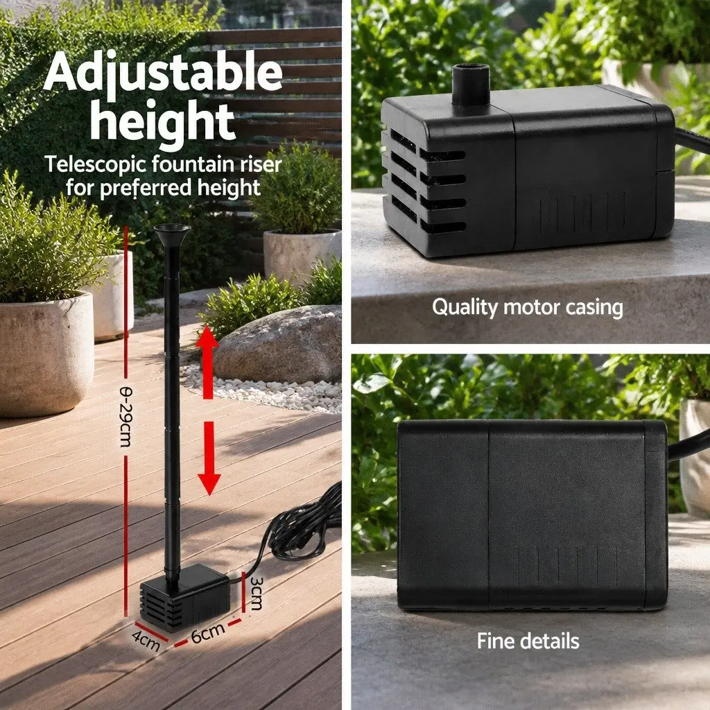 Solar Pond Pump Submersible Water Fountain Kit 4FT Black