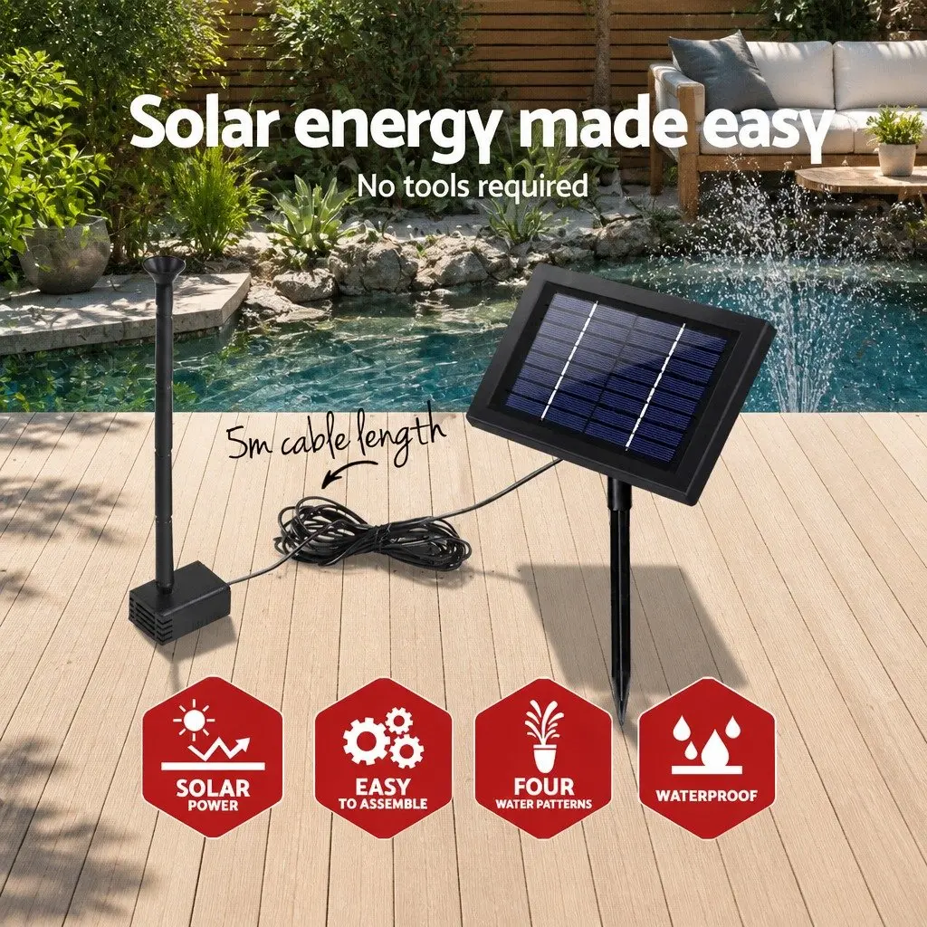 Solar Pond Pump Submersible Water Fountain Kit 4FT Black