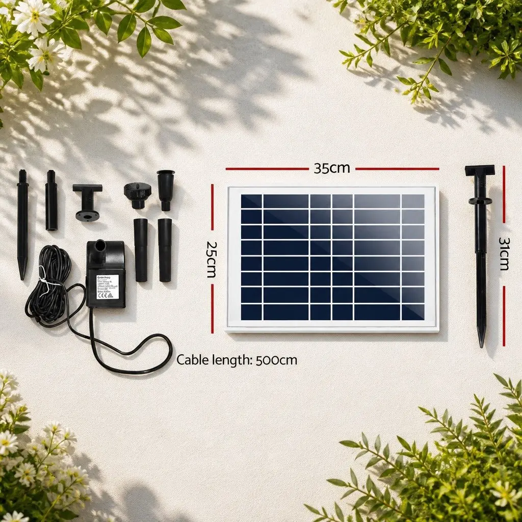 Solar Pond Pump Submersible Water Fountain Kit 6.6FT Black Garden Feature