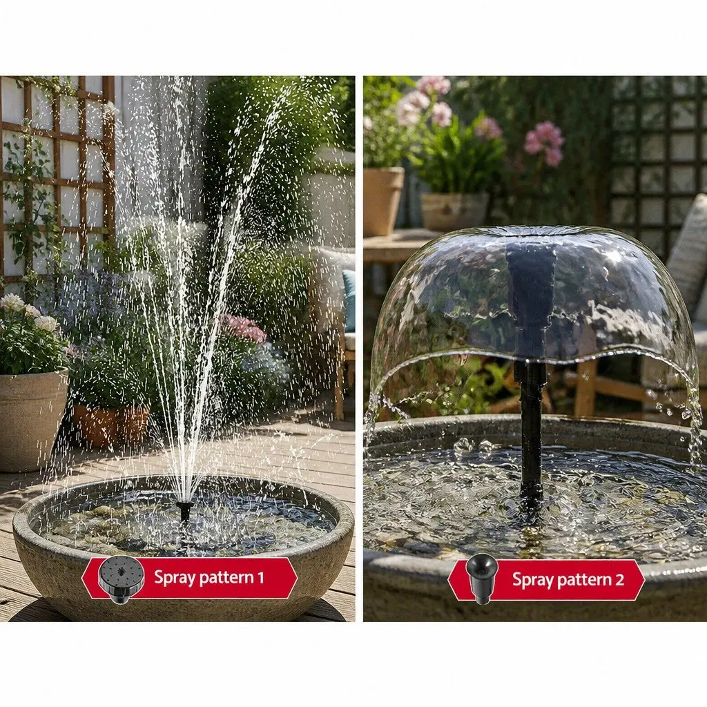 Solar Pond Pump Submersible Fountain Kit Black 9.8FT Water Feature