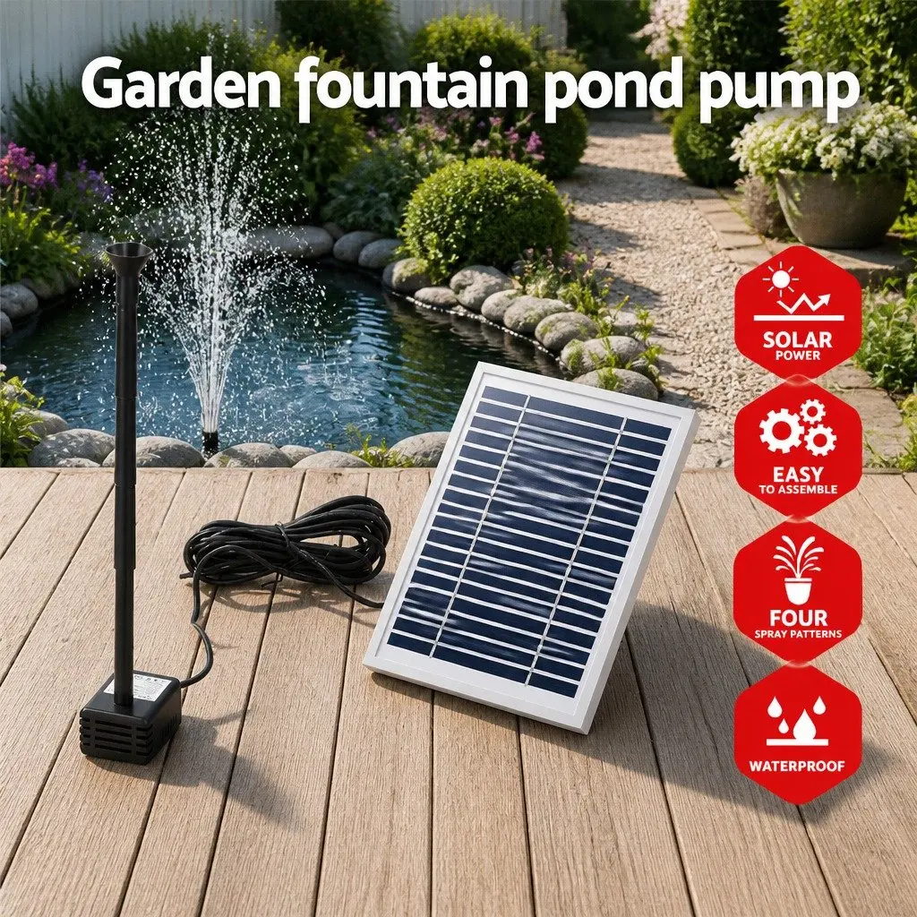 Solar Pond Pump Submersible Water Fountain Kit 4.4FT Outdoor Garden Feature