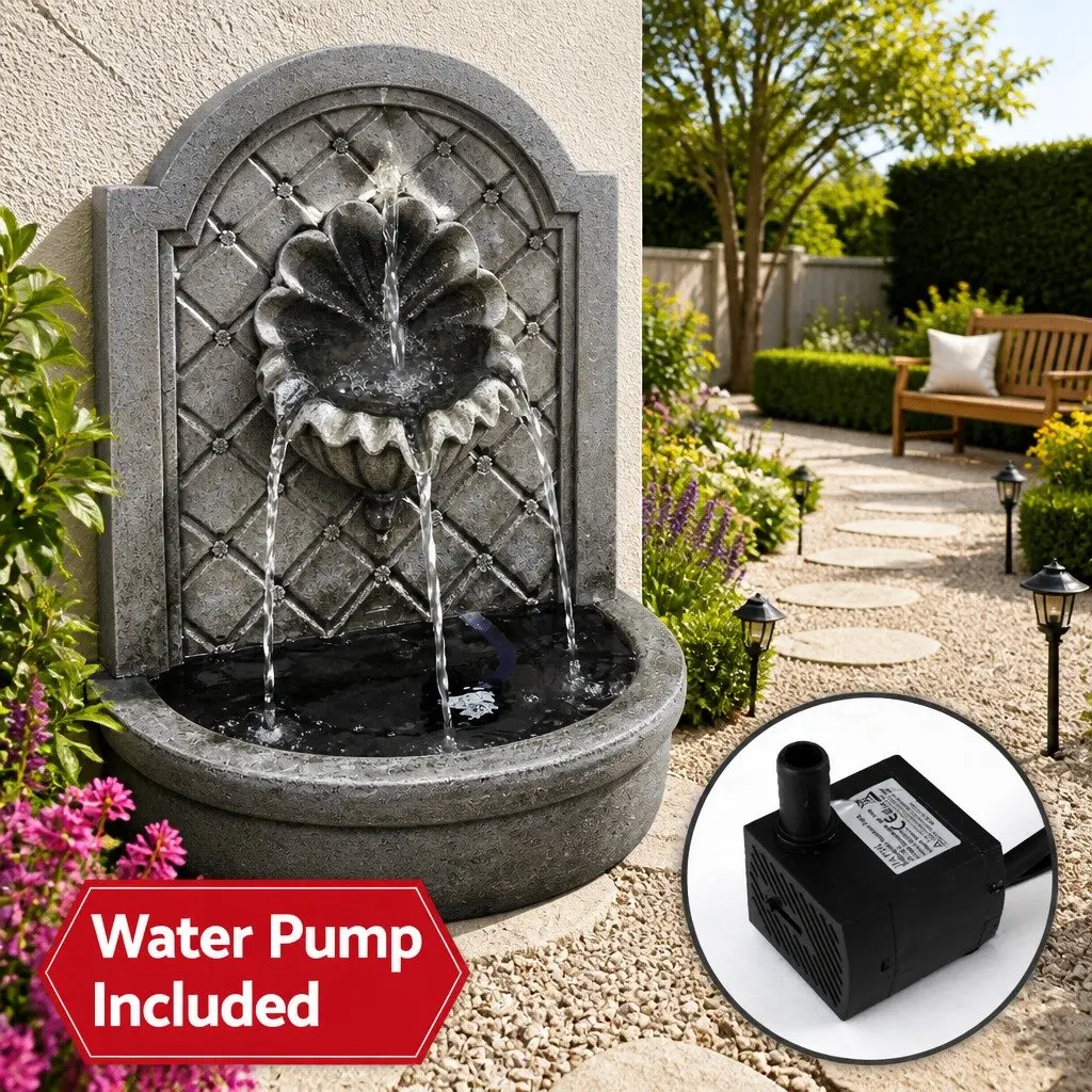 Solar Fountain Wall Mount Cascading Feature Polyresin 80CM Dark Grey