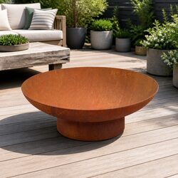 Fire Pit Bowl Cast Iron 70cm Outdoor Garden Heating Rustic Deep Dish Wood