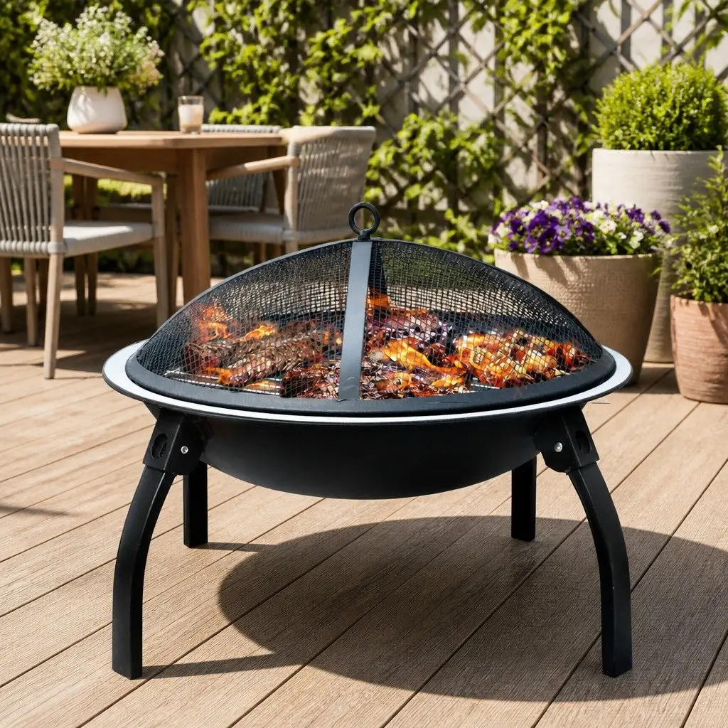 22" Fire Pit for Camping and Backyard Use
