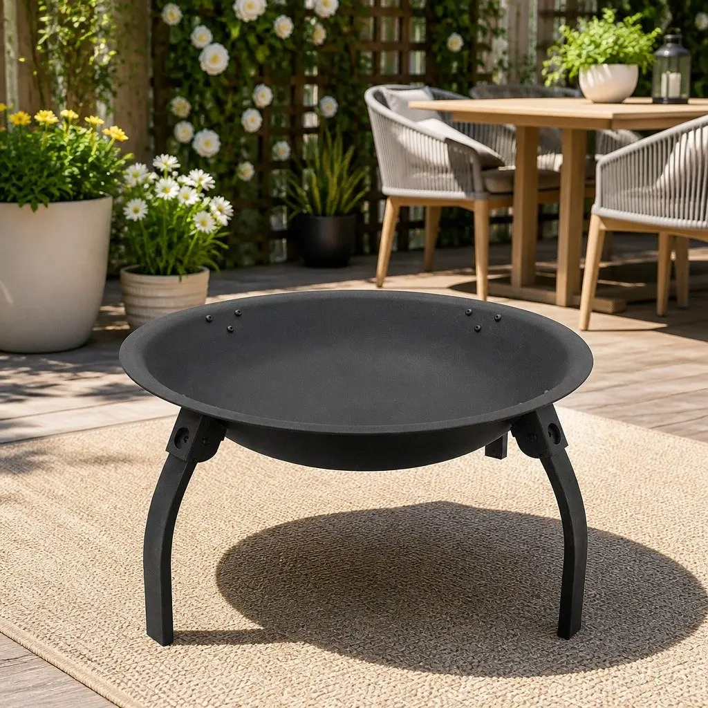 Fire Pit Portable Charcoal Smoker 22" Powder Coated Steel Black